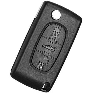 Citroen Peugeot 3 Button Flip Remote Key Case Battery On Case VA2 Blade