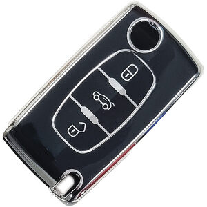 Peugeot 3 Button Black Chrome TPU Remote Key Cover
