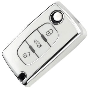 Peugeot Citroen 3 Button Cream Chrome TPU Remote Key Cover