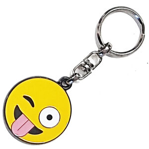 Winking Tongue Emoji Novelty Metal Keyring